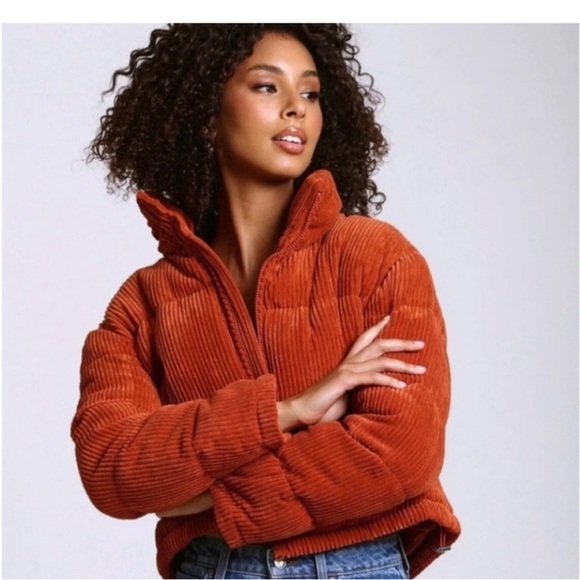 7 For All Mankind Women's Rust Corduroy Puffer Jacket - Picture 3 of 6